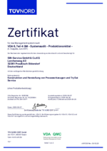 Zertifikat SW Service VDA 6.4